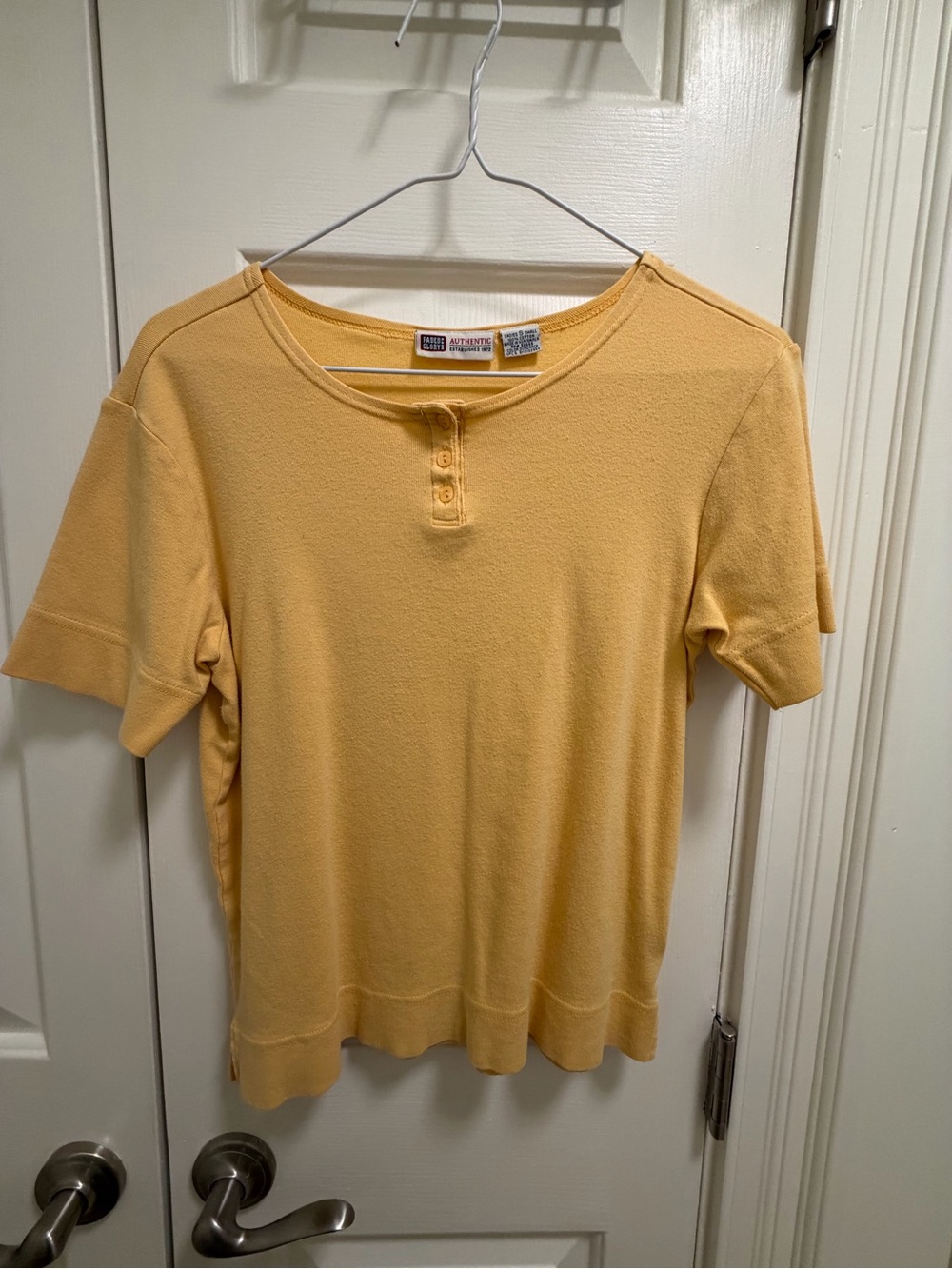 Faded Glory Yellow Short Sleeve Henley Tee